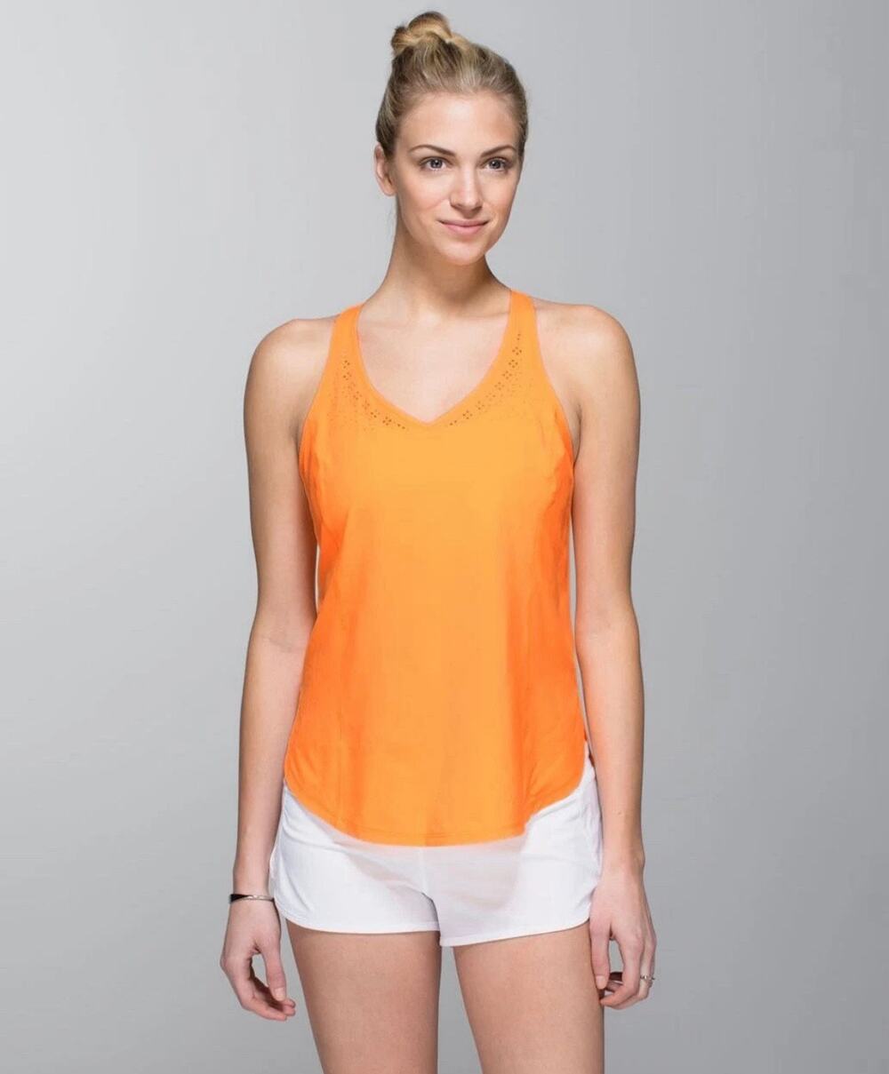 Lululemon ‘In A Flash’ Creamsicle Pop Orange Lightweight Singlet Tank Top